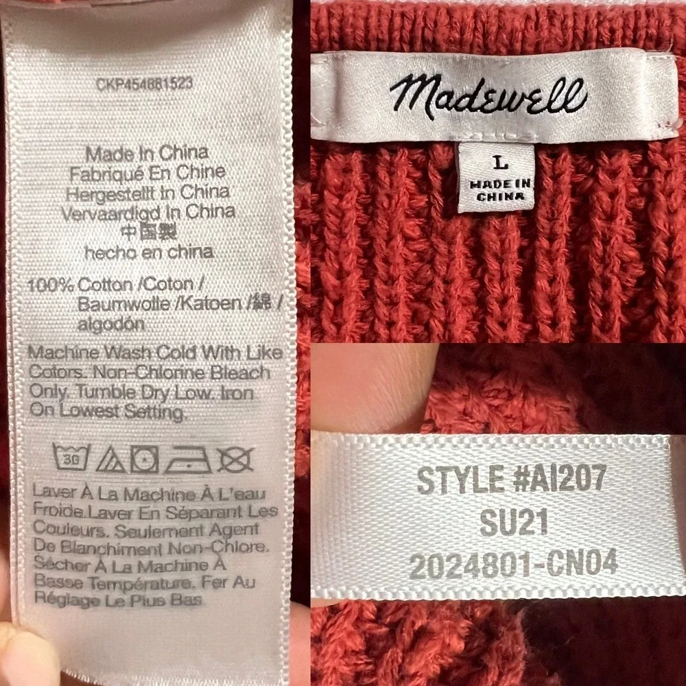 Madewell Ridgeton Pullover Burn Orange Knit Sweater‎ Size Large